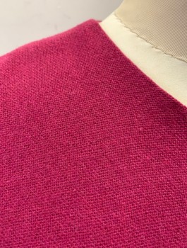 Womens, Dress, N/L MTO, Magenta Pink, Wool, Solid, W:28, B:38, H:38, Long Sleeves, Round Neck, Darts at Waist, Minimalist Sheath, Knee Length, Center Back Zipper,  Made To Order
