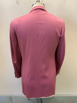 VALENTINO, Pink, Wool, Pin Dot, 2 Buttons, Single Breasted, Notched Lapel, 3 Pockets