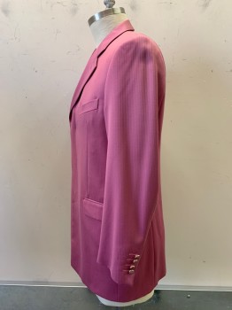 VALENTINO, Pink, Wool, Pin Dot, 2 Buttons, Single Breasted, Notched Lapel, 3 Pockets