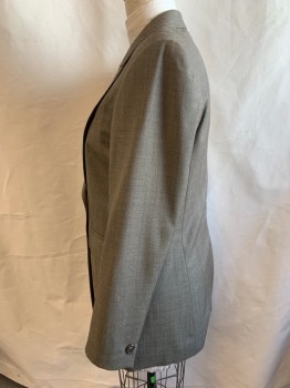 Womens, Blazer, MTO, Lt Brown, Wool, Solid, B40, Single Breasted, 2 Button, Peaked Lapel, 2 Flap Pockets