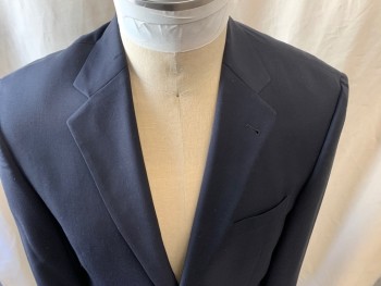 Mens, Sportcoat/Blazer, JOSEPH ABBOUD, Navy Blue, Wool, Solid, 42 L, 2 Buttons,  Notched Lapel, 3 Pockets,