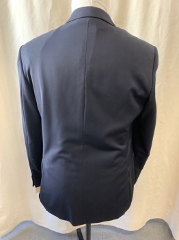 Mens, Sportcoat/Blazer, JOSEPH ABBOUD, Navy Blue, Wool, Solid, 42 L, 2 Buttons,  Notched Lapel, 3 Pockets,