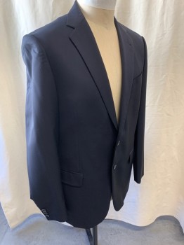 JOSEPH ABBOUD, Navy Blue, Wool, Solid, 2 Buttons,  Notched Lapel, 3 Pockets,
