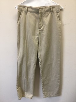 Childrens, Pants, FRENCH TOAST, Khaki Brown, Cotton, Polyester, Solid, Sz 14 , Boys School Uniform Pants: Twill, Flat Front, Zip Fly, 4 Pockets