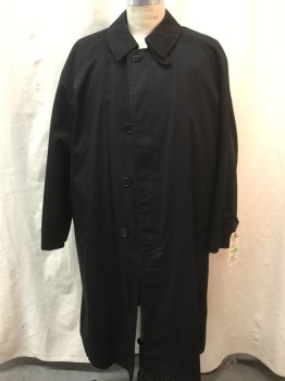 Mens, Coat, Trenchcoat, CHAPS, Black, Poly/Cotton, Solid, 44R, 2 Pieces___ Barcode in Outter Shell, Zip Out Lining Has Barcode Number Written on Back Neck. Single Breasted, Concealed Button Placket, Raglan Sleeves, Tab Button Cuffs, Back Slit