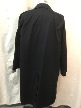 Mens, Coat, Trenchcoat, CHAPS, Black, Poly/Cotton, Solid, 44R, 2 Pieces___ Barcode in Outter Shell, Zip Out Lining Has Barcode Number Written on Back Neck. Single Breasted, Concealed Button Placket, Raglan Sleeves, Tab Button Cuffs, Back Slit