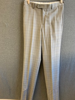 Childrens, Suit Piece 2, MICHAEL KORS, Gray, Dk Gray, Lt Gray, Wool, Polyester, Plaid, Flat Front, Zip Front, 3 Pockets, Belt Loops,