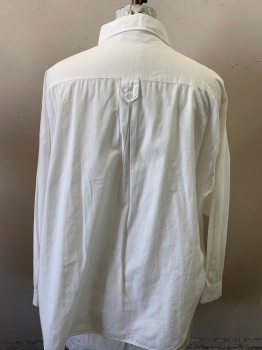 DVF, White, Cotton, Solid, Long Sleeves, Button Front, Collar Attached, Pleated Center Front,