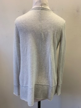 Womens, Sweater, N/L, Lt Gray, Acrylic, Solid, M, Light Gray Solid, Open Front
