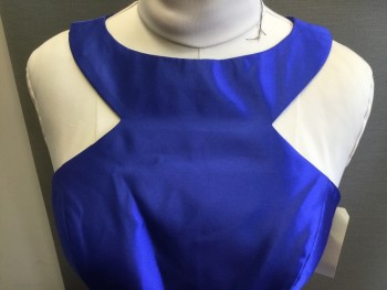 AMELIA COUTURE, Blue, Polyester, Solid, Sleeveless, Back Zipper,