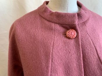 N/L, Dusty Rose Pink, Mohair, Solid, Band Collar, 3/4 Dolman Sleeves, 3 Buttons with Star Shaped Holes, 2 Pockets