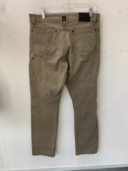 WRANGLER, Khaki Brown, Cotton, Spandex, All Terrain, Top Pockets, Zip Front,  2 Back Patch Pockets, 2 Diagonal Zip Pockets at Back Thighs