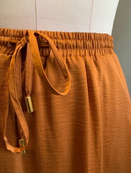 BANANA REPUBLIC, Clay Orange, Polyester, Solid, Drawstring/Elastic Waistband, 2 Pockets, High-Low Hem,