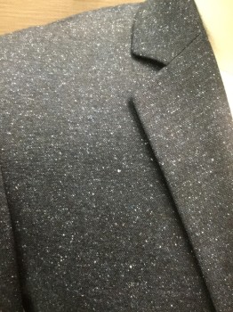 THEORY, Navy Blue, White, Wool, Speckled, Single Breasted, C.A., Notched Lapel, 3 Pckts, 2 Self Covered Buttons