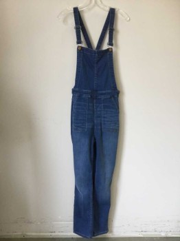Womens, Overalls, MADEWELL, Denim Blue, Synthetic, Spandex, Solid, L, Blue Denim, Zip Side