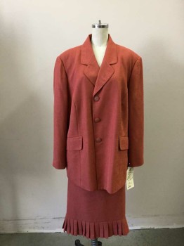 Le Suit , Clay Orange, Polyester, Single Breasted, 3 Buttons,  Notched Lapel