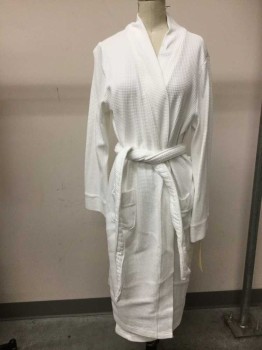 Gillian O'malley, White, Cotton, Solid, Matching Belt, Waffle Weave,