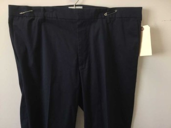 DOCKERS, Navy Blue, Cotton, Polyester, Solid, Flat Front,  Zip Front, 4 Pockets, Little Bit of Stretch