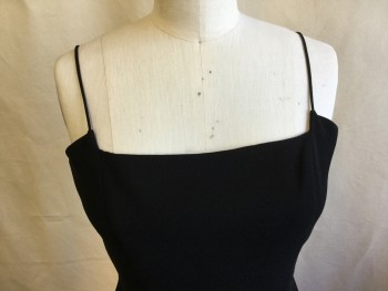 TAHARI, Black, Pink, Polyester, Solid, Black with Pink Upper Top  & Black Bottom Lining, Spaghetti Straps, Side Zip