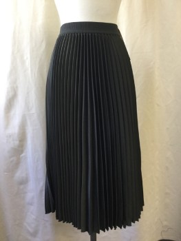 H&M, Charcoal Gray, Polyester, Solid, Accordion Pleated, Elastic Waist