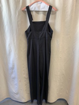 Womens, Overalls, FOREVER 21, Black, White, Polyester, Rayon, Stripes - Pin, S, No Pockets, Wide Leg Pants, Zip Back