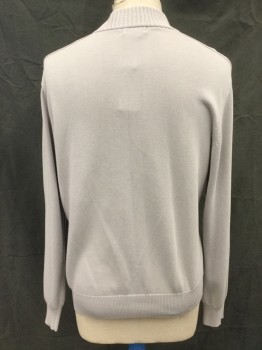 CALVIN KLEIN, Dove Gray, Cotton, Solid, Zip Front, Ribbed Knit Front/Stand Collar/Waistband/Cuff, **Shoulder Burn**