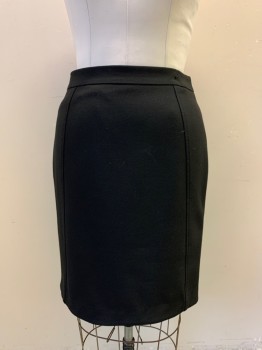 HALOGEN, Black, Polyester, Viscose, Solid, Pencil Skirt, Stretch Waist, Zip Back