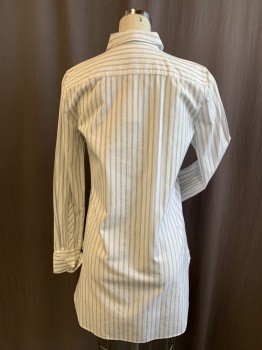 J. CREW, White, Black, Cotton, Stripes - Vertical , Button Front, Collar Attached, Long Sleeves, French Cuff