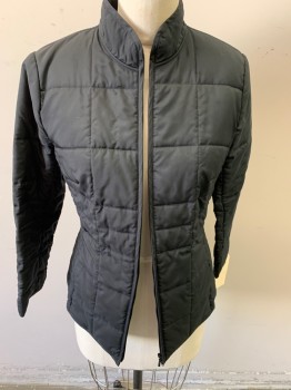 Womens, Casual Jacket, ANN TAYLOR, Black, Polyester, Cotton, Solid, S , Stand Collar,, Zip Front , Hidden Pockets on the Sides
