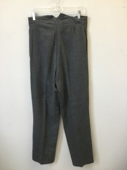Mens, Pants 1890s-1910s, N/L, Black, White, Wool, Tweed, 30/31, High Waisted. Button Fly,