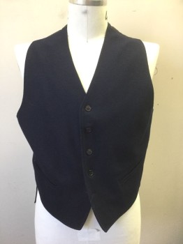 N/L, Navy Blue, Wool, Cotton, Solid, Button Front, 2 Welt Pockets, Black Lining and Back with Self Belt & Buckle, Made To Order