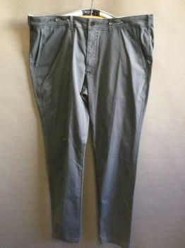 ABERCROMBIE & FITCH, Gray, Cotton, Solid, (DOUBLE) Gray, Flat Front, Zip Front,