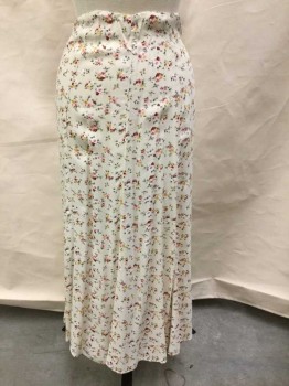 Reformation, Cream, Pink, Sage Green, Maroon Red, Mustard Yellow, Viscose, Floral, Crepe, Hem Maxi, Invisible Zipper Center Back,