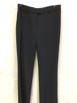 THEORY, Black, Wool, Elastane, Solid, Front, Zip Front, Waistband, Belt Loops, 2 Back Pocket,