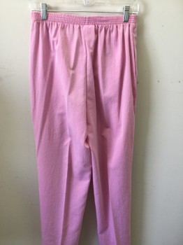 G.W., Pink, Polyester, Solid, Pants, Elastic Waist, Pull On, 2 Pockets,