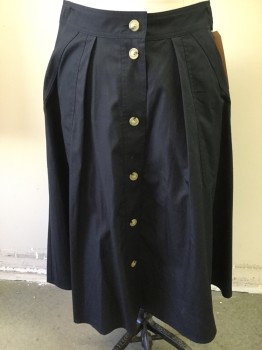 VINCE, Midnight Blue, Cotton, Solid, 4 Pockets, Button Front,