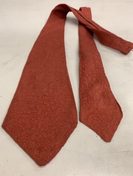 Mens, Tie, WEMBLEY, Peach Orange, Silk, Solid, Unusual Bumpy Textured Sandy Peach Fabric, See Detail Photo, Late 40's/50's