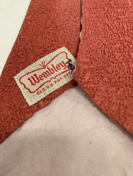 Mens, Tie, WEMBLEY, Peach Orange, Silk, Solid, Unusual Bumpy Textured Sandy Peach Fabric, See Detail Photo, Late 40's/50's