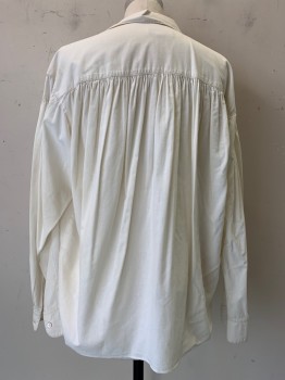 Mens, Historical Fiction Shirt, Pual Samuel, Bone White, Cotton, Solid, S, L/S, Button Front, C.A., Pleated, MTO