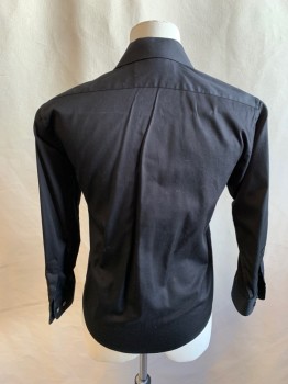 MICHAEL KORS, Black, Cotton, Solid, Dress Shirt, Button Front, Collar Attached, Long Sleeves, Button Cuff