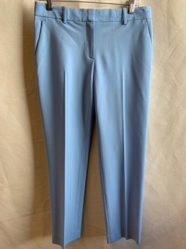 THEORY, Sky Blue, Wool, Solid, Flat Front, Zip Front, Mid Rise, 4 Pockets, Little Stretch