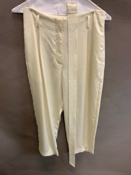ANTHROPOLOGIE, Beige, Polyester, With Matching Belt, Zip Front, Side Pockets, 2 Welt Pockets At Back, Pleated Front
