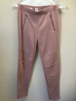 Childrens, Pants, GAP KIDS, Dusty Rose Pink, Cotton, Modal, Solid, 14-16, Dusty Rose, 1-1/2" Elastic Waist Band, 2 Slant Zipper Pockets Front, Diagonal Quilt Seams-like Panel at Knee