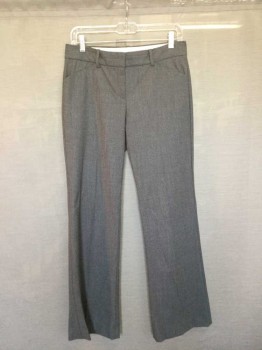 THEORY, Gray, Wool, Lycra, Heathered, Mid Rise, Boot Cut, Zip Fly, 4 Pockets, Belt Loops