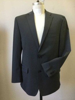 MICHAEL KORS, Gray, Polyester, Rayon, Heathered, 2 Button Single Breasted, 1 Welt, 2 Pockets with Flaps, 2 Slits at Back