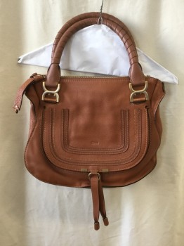 CHLOE, Brown, Leather, Solid, Gold Hardware, Zipper Closure