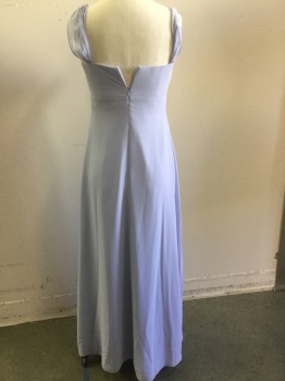 MICHAELANGELO, Periwinkle Blue, Polyester, Solid, Poly Chiffon Straps, Square Neck with a Gathered V Detail at Bust, Empire Waist with Light Blue Beading Apllique , Poly Chiffon Overlay with a Front Slit