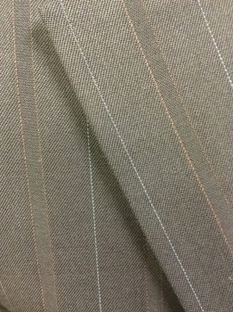 ANN TAYLOR, Espresso Brown, Lt Blue, Rust Orange, Wool, Stripes - Pin, Stripes - Shadow, Single Breasted, 2 Buttons,  Notched Lapel, 2 Pockets,