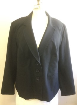 SEJOUR, Black, Polyester, Viscose, Solid, Single Breasted, Notched Lapel, 2 Buttons, 2 Welt Pockets, Seam at Waist, Princess Seams