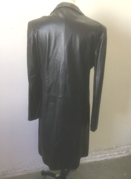 Mens, Coat, Leather, JONATHAN A LOGAN, Black, Leather, Solid, M, 3 Buttons,  Peaked Lapel, 2 Welt Pockets
